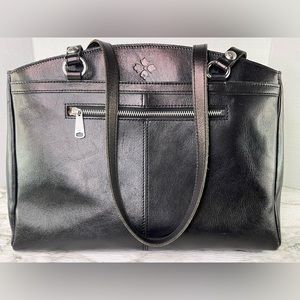 Patricia Nash Heritage Leather Poppy Tote Bag BLACK Shoulder Handbag Purse